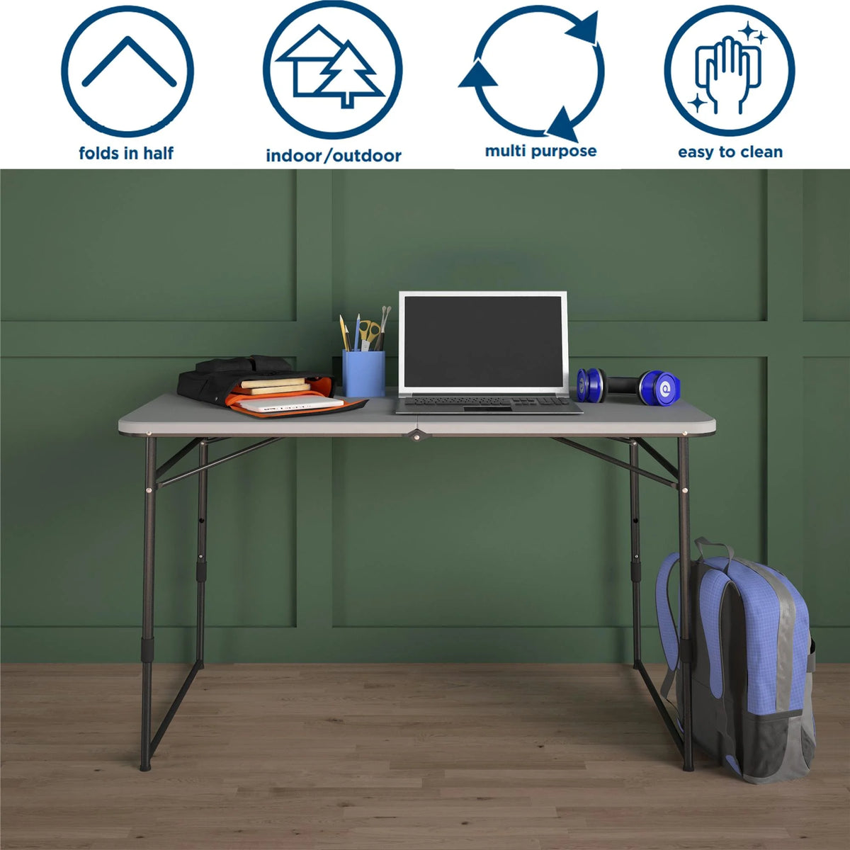 Gray Fold-in-Half Portable Utility Table V21357
