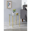 Round Side End Accent Table Gold Metal Glass Q603264