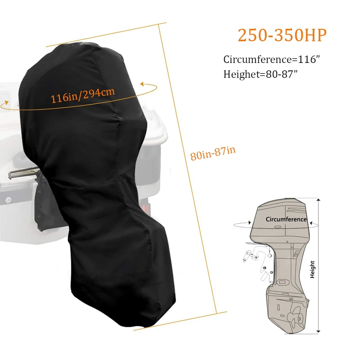 Waterproof 600D Oxford Outboard Motor Cover W467299