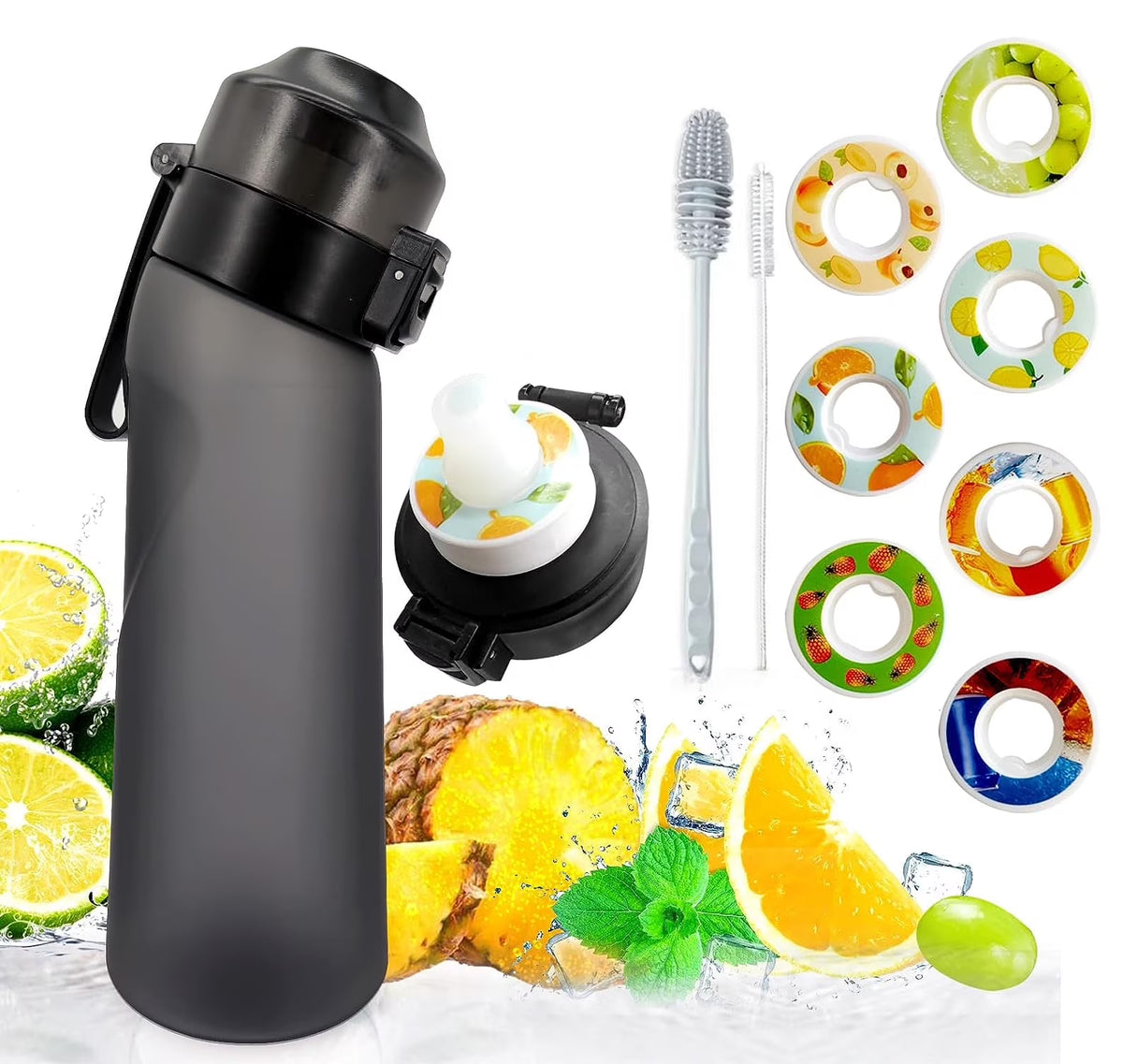 650ML Black Water Bottle with 7 Flavour Pods Y984903