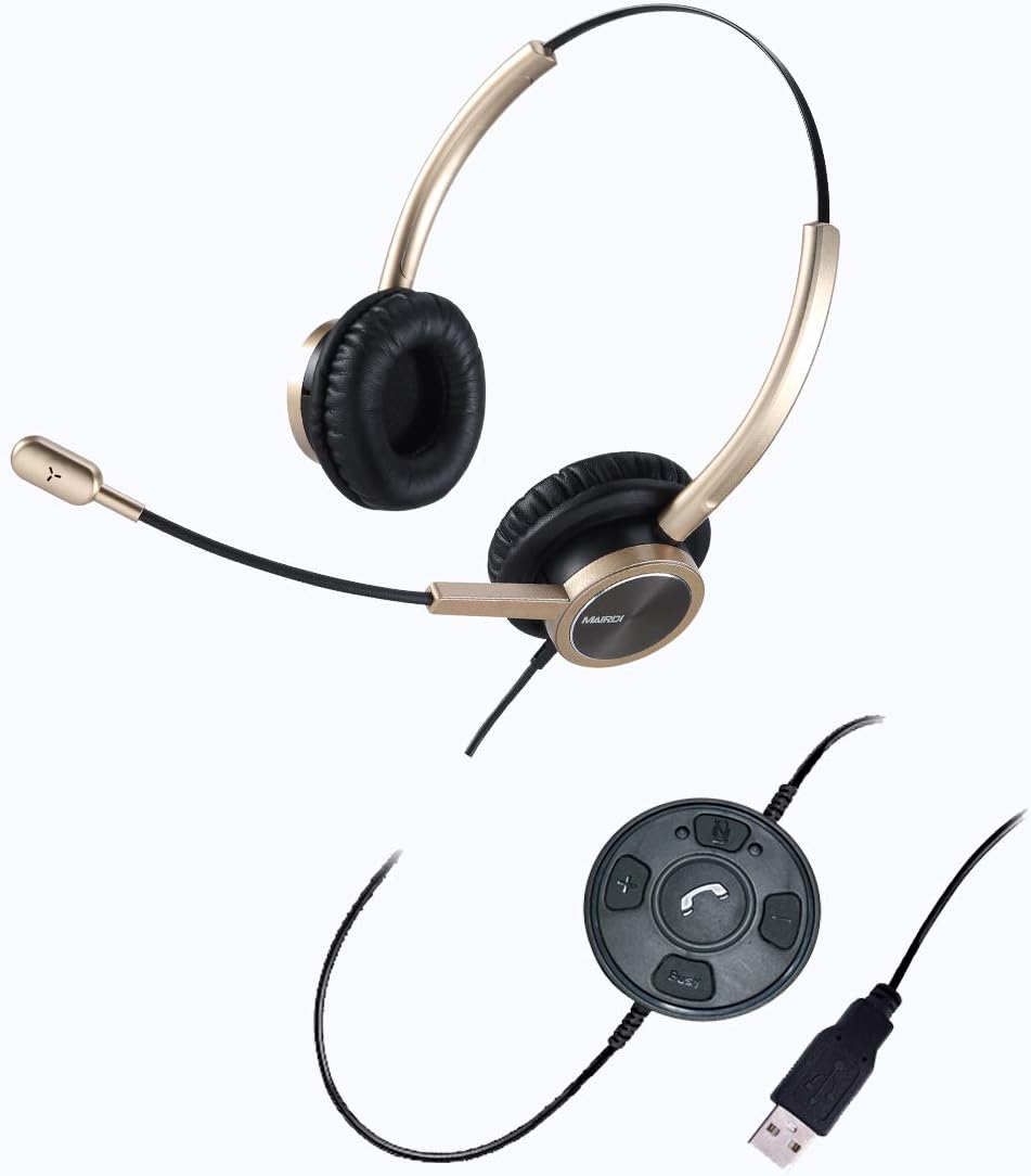 USB Headset with Noise Cancelling Microphone, Mono PC Headset with Busy Light Indicator Y6632