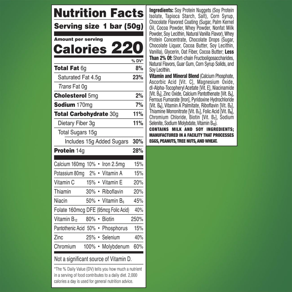 Chocolate Mint 1.76 oz Nutrition Bars 12 Count Boxes Pack of 2 S558398