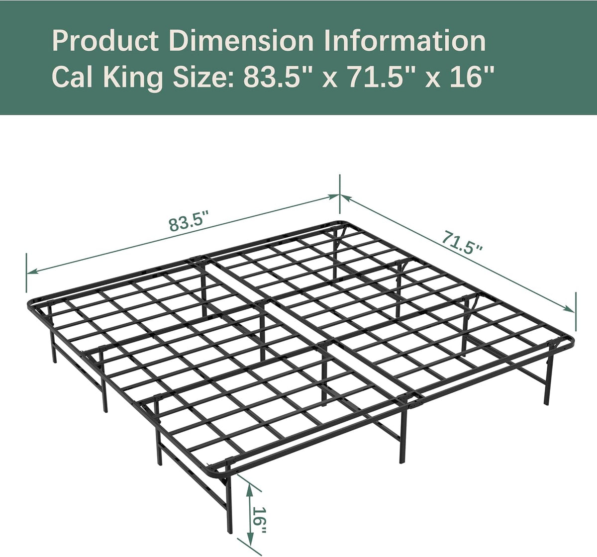 Black 16 Inch California King Platform Bed Frame S70948