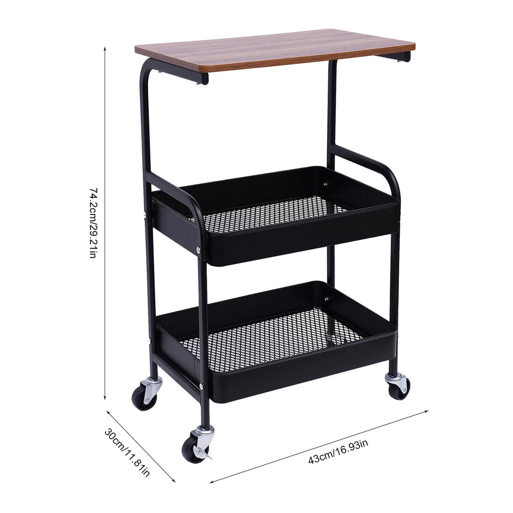 3 Tier Mobile Laptop Printer Cart Rolling Computer Stand Q9316