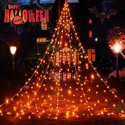 White Lighted Spider Web with 250 LED Lights, 8 Modes, Timer E94818