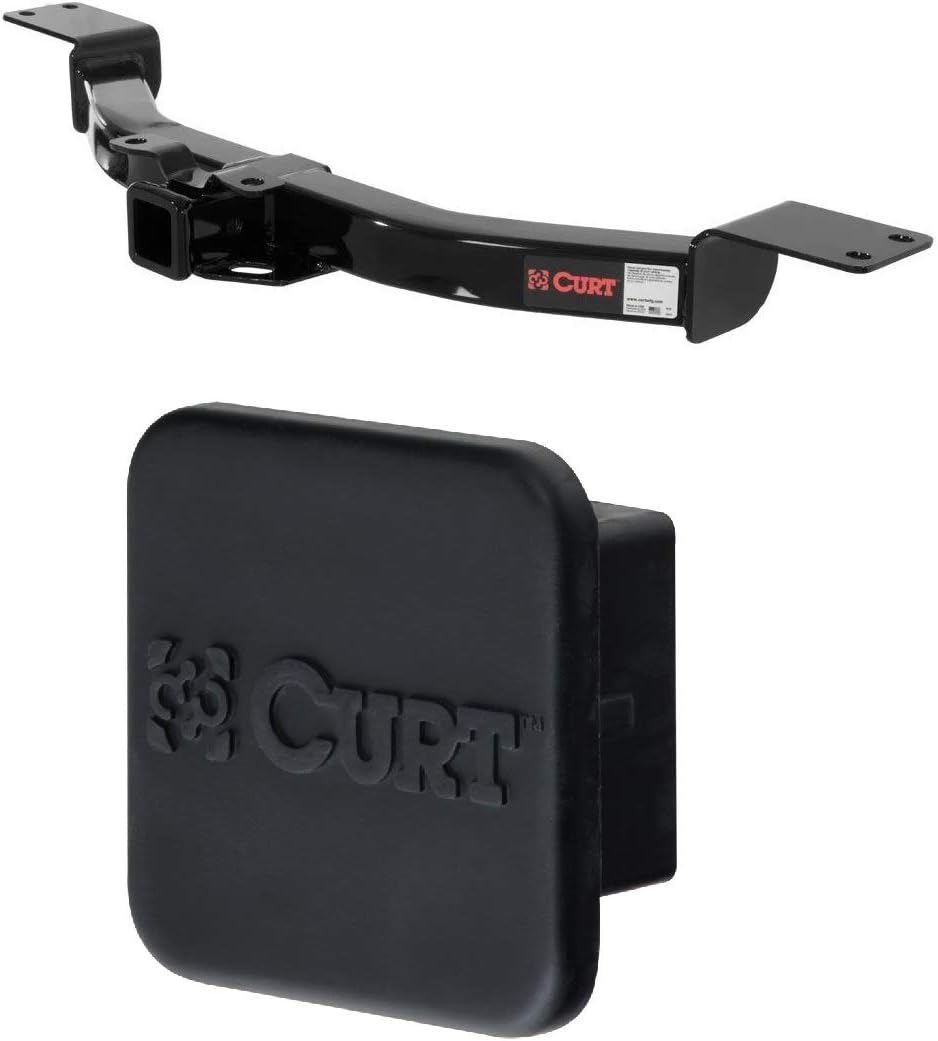 Class 3 Trailer Hitch with 2 Inch Receiver and Rubber Hitch Tube Cover Bundle P13911