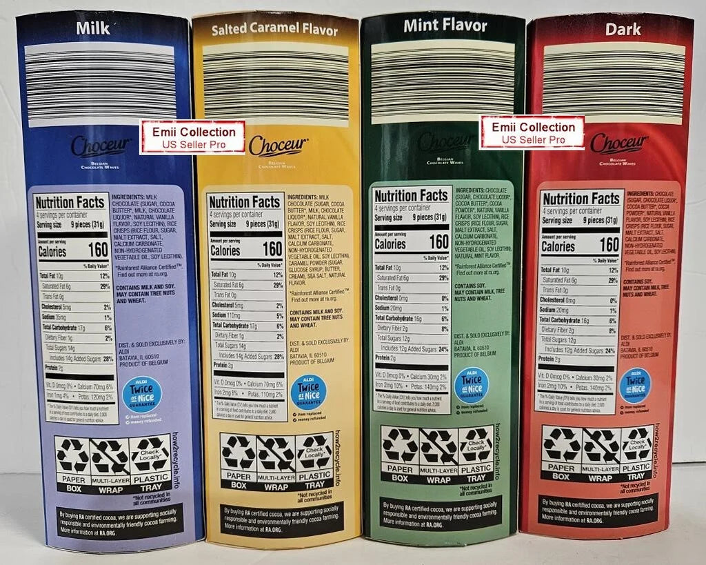Milk & Salted Caramel, Mint, Dark Chocolate Waves (4 Rolls) V3998