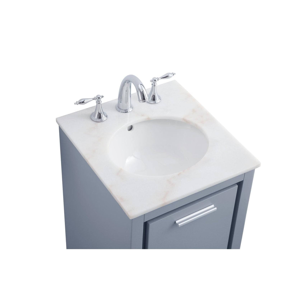 White 18 inch Bathroom Vanity Cabinet Set with Marble Top M79223