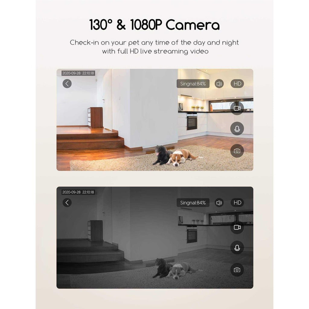 Dog Camera with Treat Dispenser, 2.4G and 5G WiFi Pet Camera with Two Way Audio and 1080P Full HD Night Vision H6588