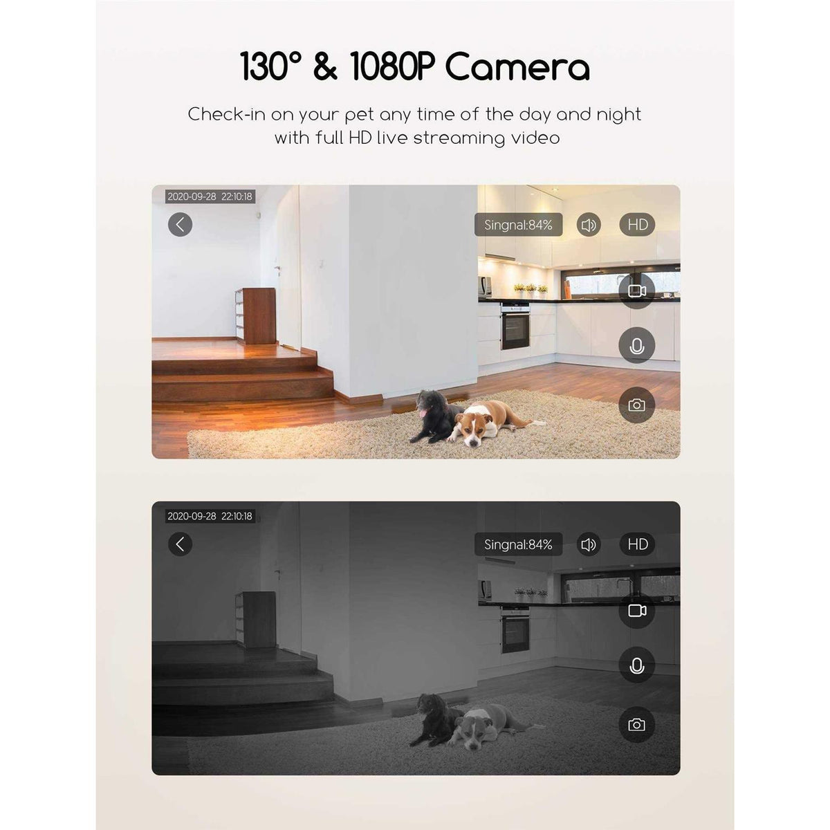 Dog Camera with Treat Dispenser, 2.4G and 5G WiFi Pet Camera with Two Way Audio and 1080P Full HD Night Vision H6588