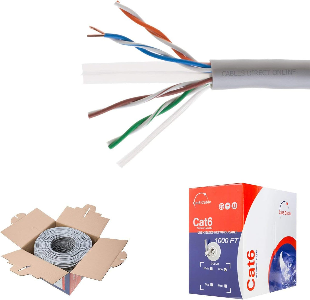 CAT6 1000ft UTP Blue Ethernet Solid Cable 23AWG E4738