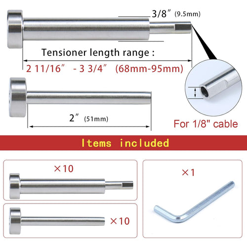 10Pair Invisible Cable Railing Kit T316 Stainless Steel P30756