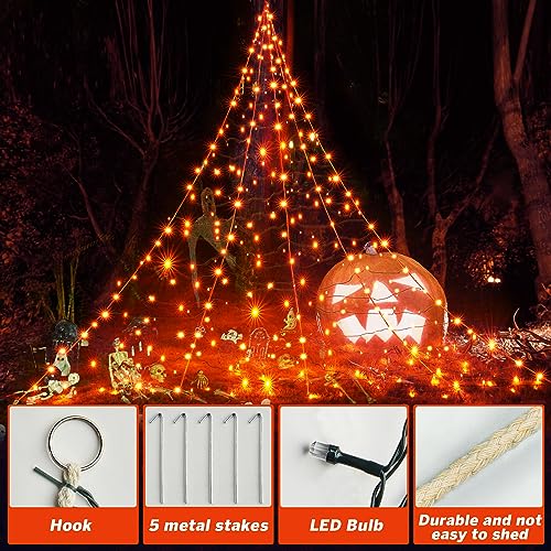 White Lighted Spider Web with 250 LED Lights, 8 Modes, Timer E94818