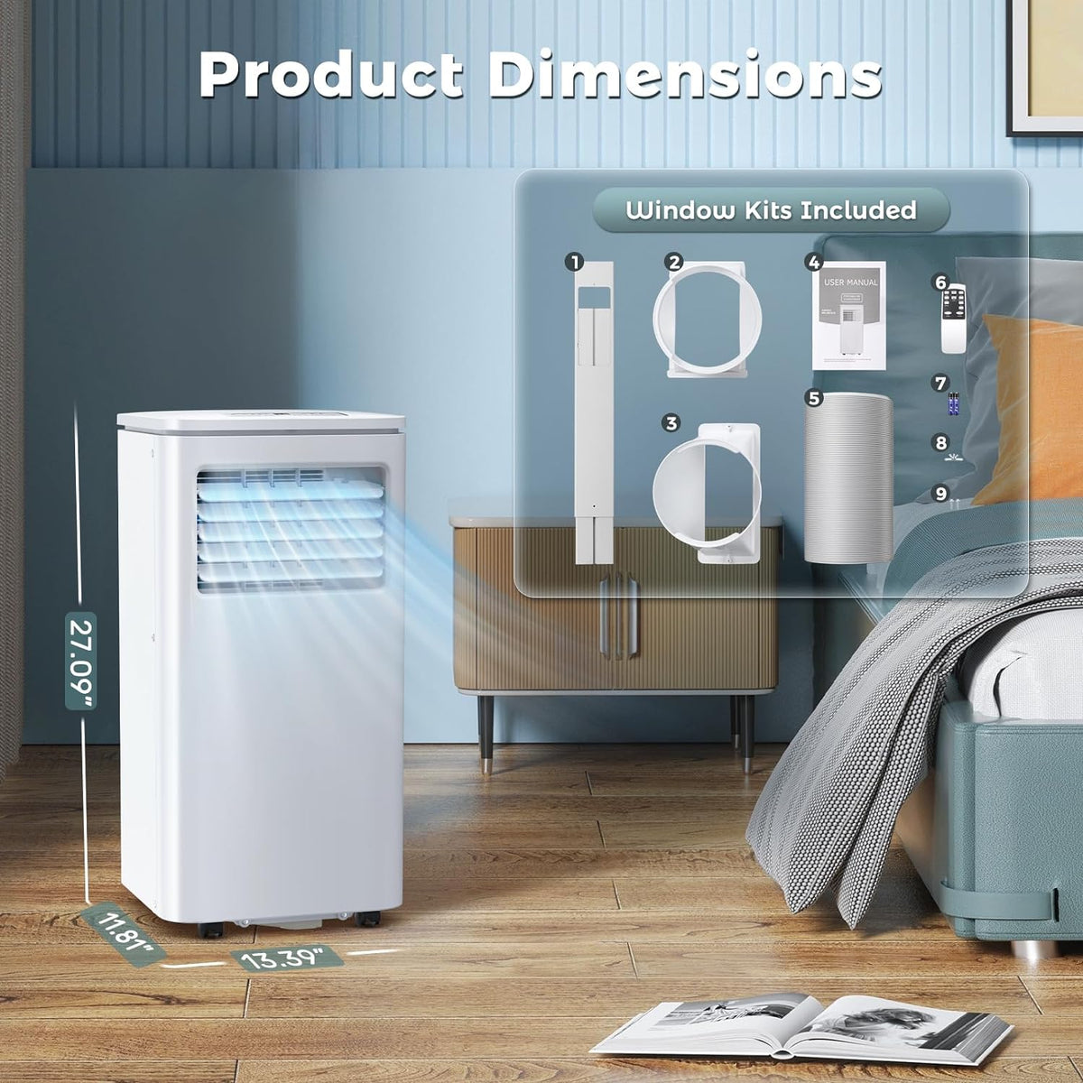 8,000 BTU Portable Air Conditioner with Remote Control F52725