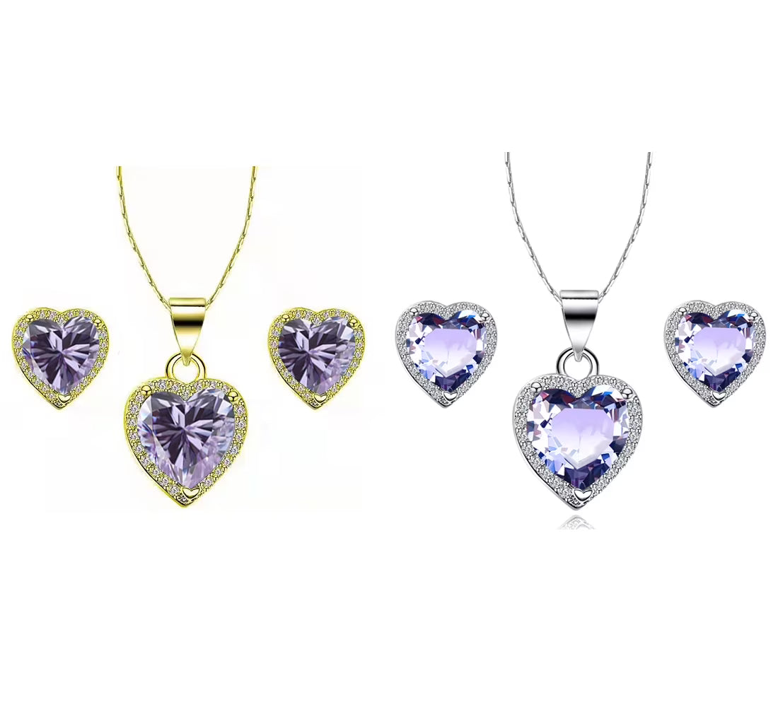 24k Yellow and White Gold Tanzanite Necklace Set 18 inch W796