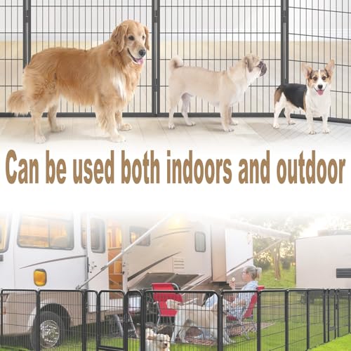 40 in Black Metal 8 Panel Dog Playpen with Gate G66930