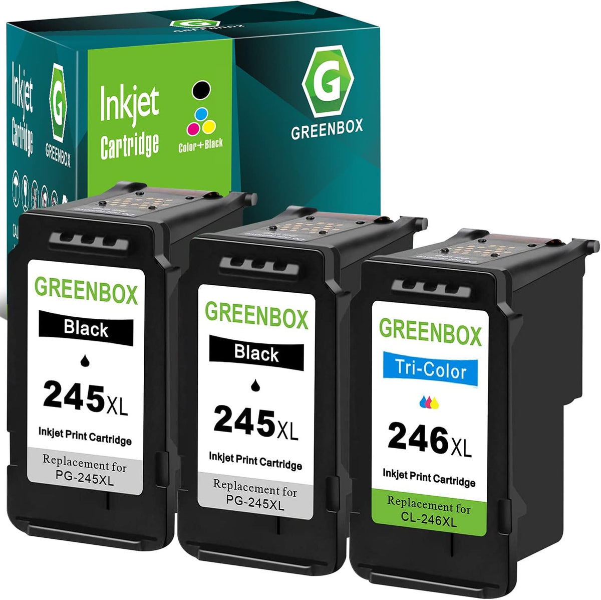 Remanufactured Ink Cartridges 245 and 246 Replacement for Canon PG-245XL CL-246XL PG-243 CL-244 for Canon PIXMA MX492 MX490 MG2920 MG2922 MG2420 IP2820 Printer (2 Black 1 Tri-Color) B1849
