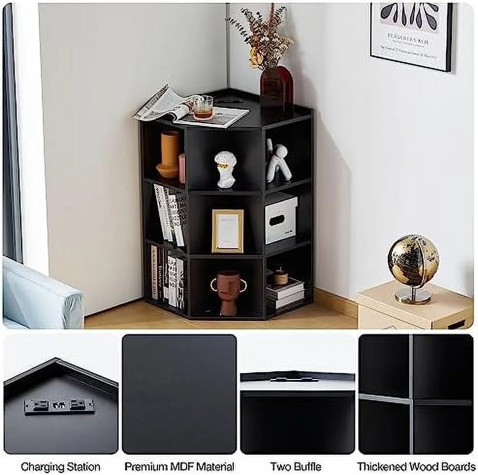 Wooden Corner Cabinet with USB and Outlets I41419