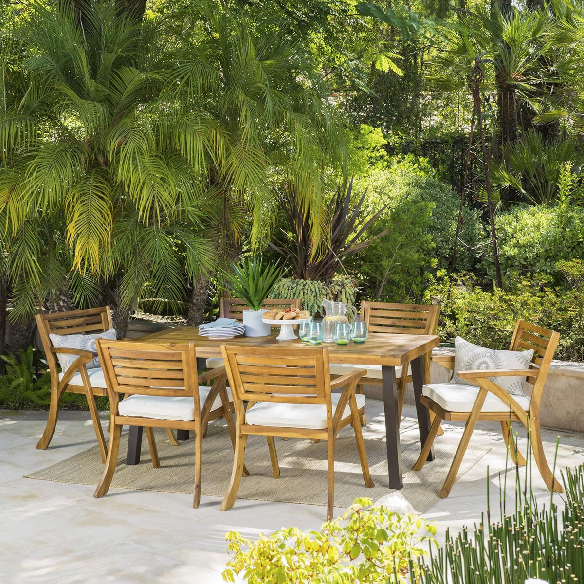 7-Pcs Acacia Wood Patio Dining Set J1299