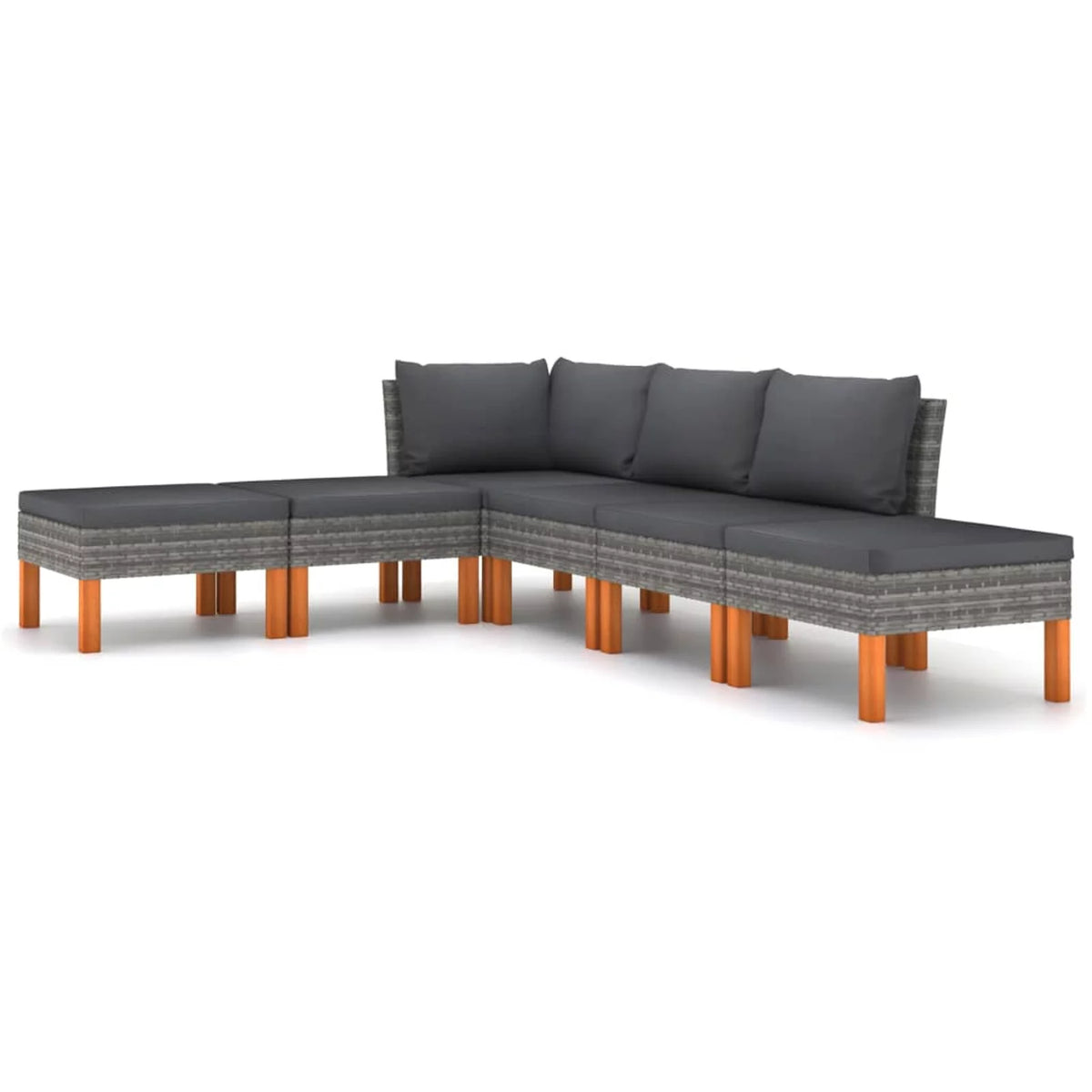 6 Piece Patio Set with Cushions Poly Rattan Gray Q888