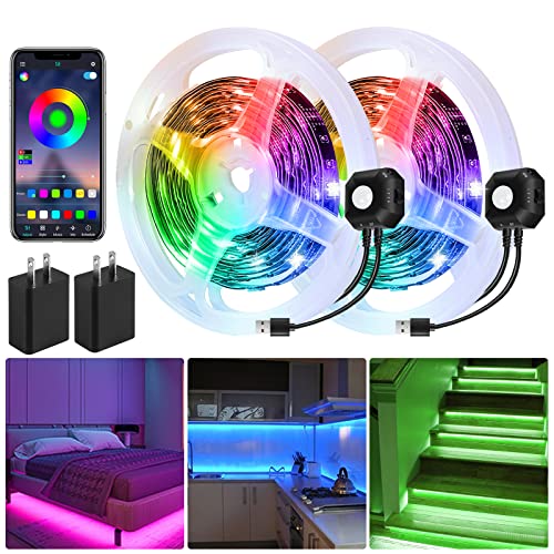 Motion Activated Under Bed Light Strips, 2x9.8ft RGB LED Light Strip with App Control E69490