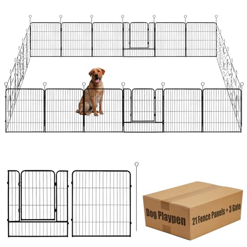 40 in Black Metal 8 Panel Dog Playpen with Gate G66930