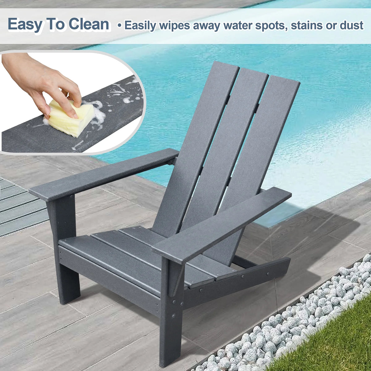 Dark Grey HDPE Resin Adirondack Chair D627699