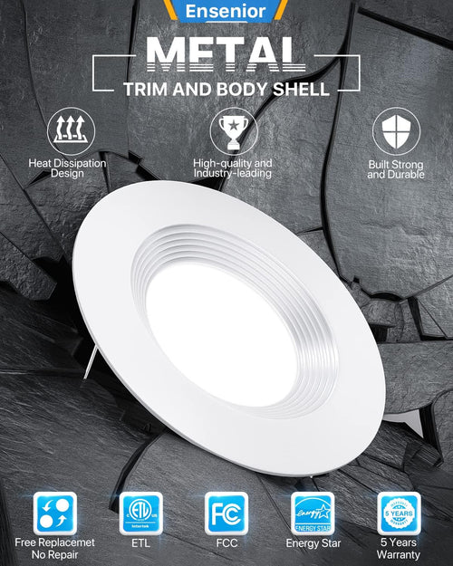 12 Pack 5/6 Inch LED Recessed Lighting, Dimmable Downlight K795
