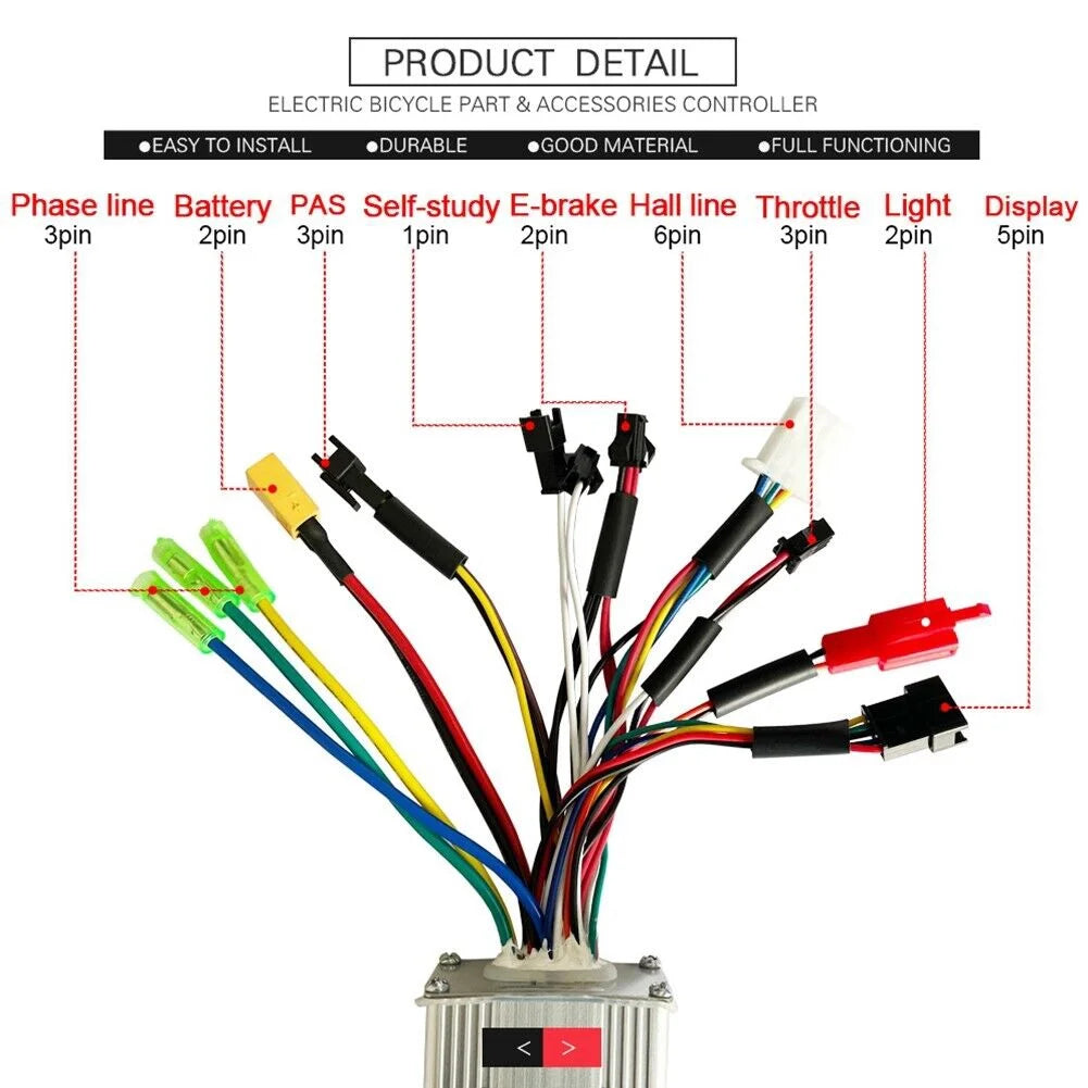 36/48V 17A Sine Wave Controller S810 Display Throttle 8 PAS Kit For E-bike MTB Y8425