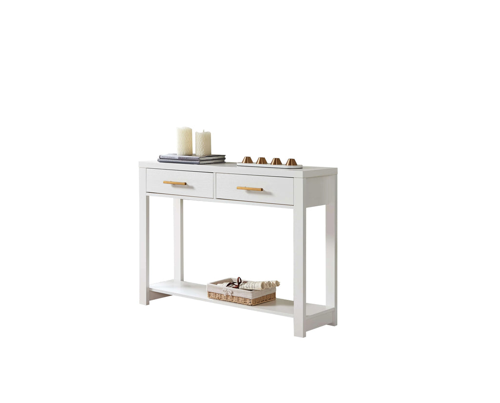 White Wood Console Table with 2 Drawers F40302