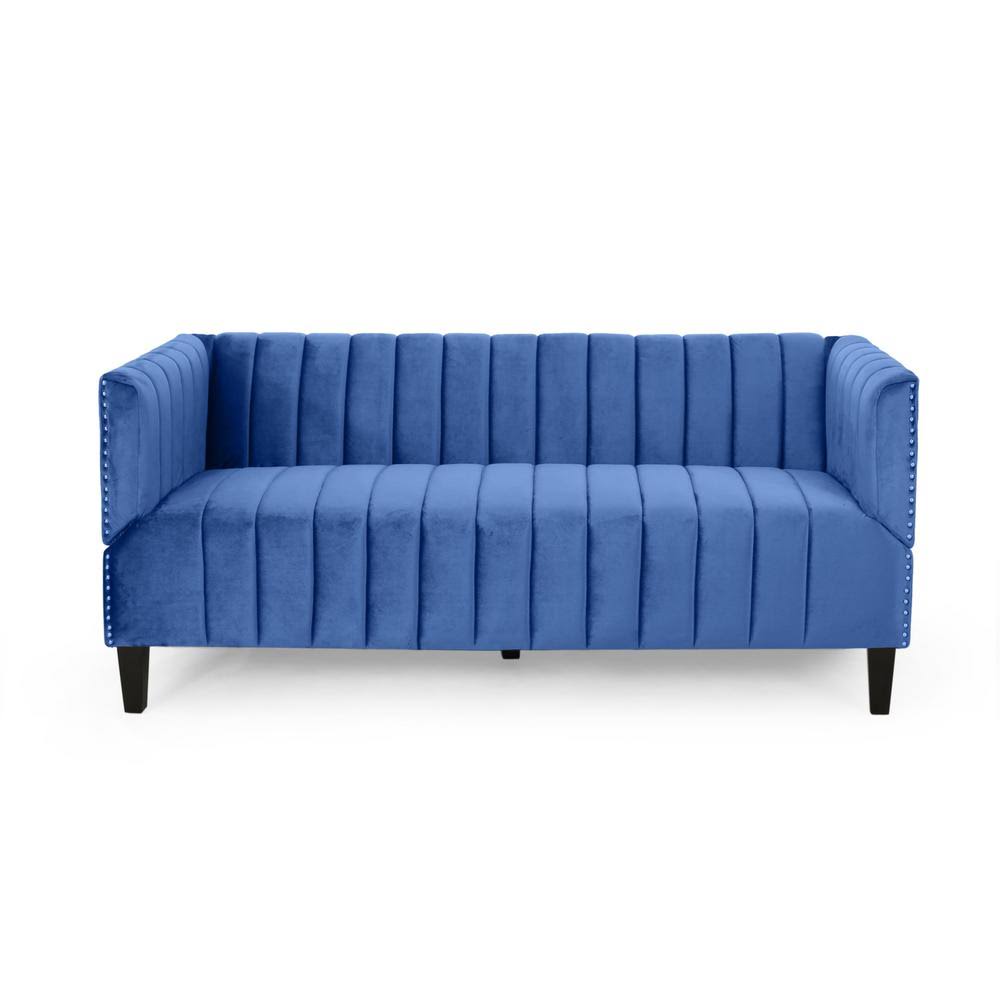 Navy Blue Velvet 3 Seater Sofa G10573