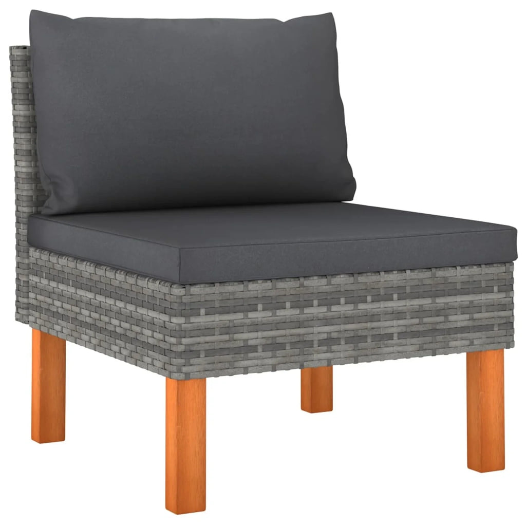 6 Piece Patio Set with Cushions Poly Rattan Gray Q888