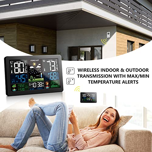 Wireless Color Display Digital Temperature Humidity Monitor with Atomic Clock E126055