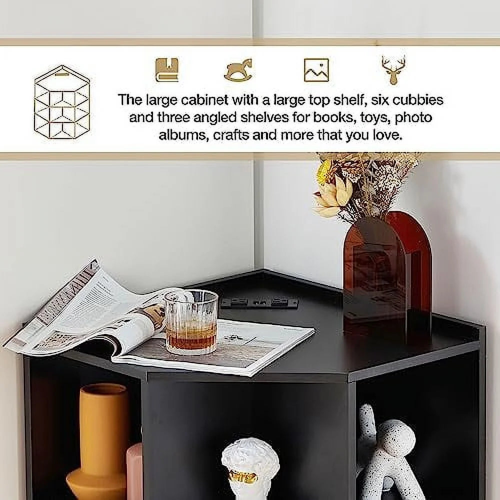Wooden Corner Cabinet with USB and Outlets I41419