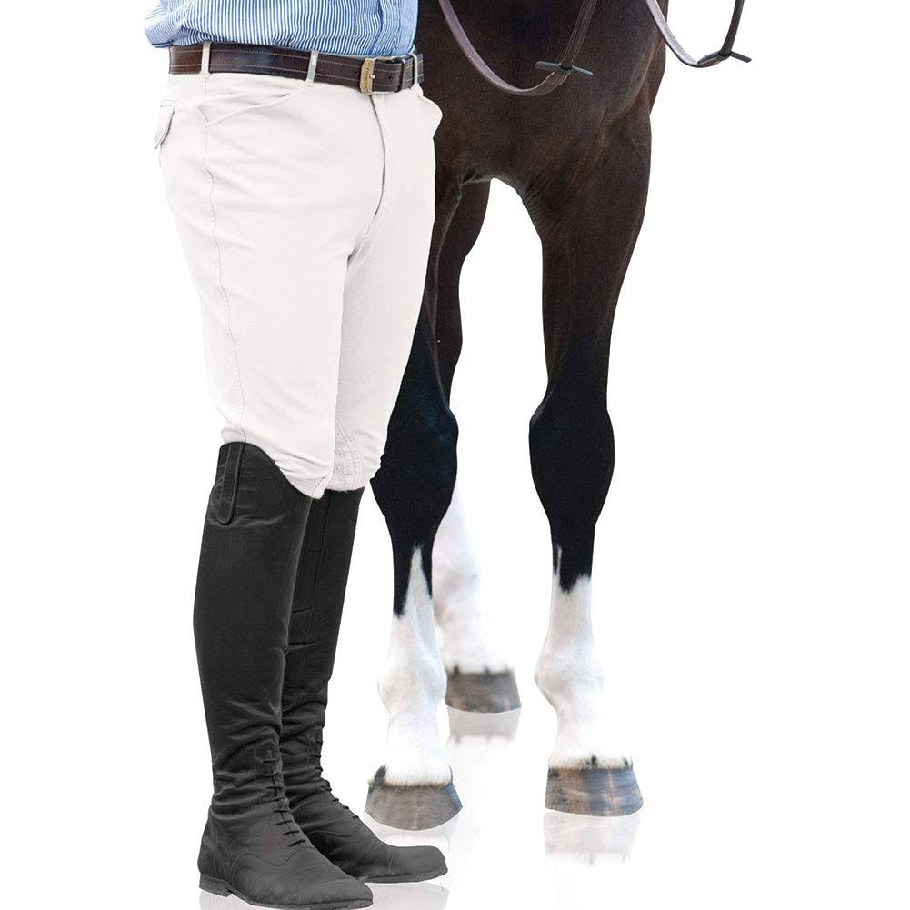 White 38L Front Zip Knee Patch Breech T852