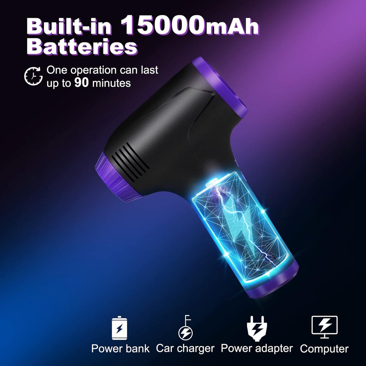 2-in-1 Air Duster & Vacuum 125W 15000mAh T7410