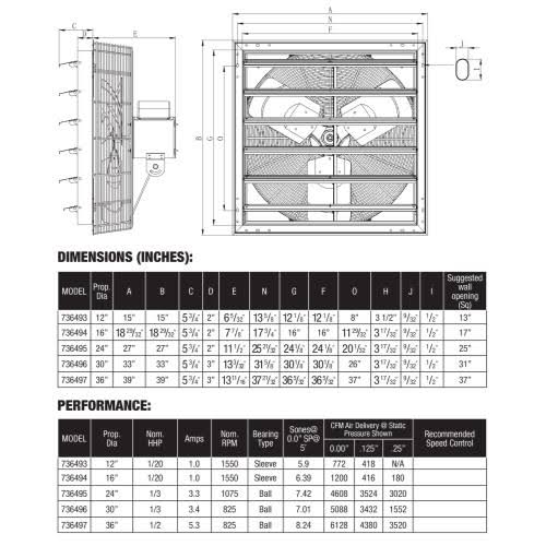 16 in Shutter Exhaust Fan F16588