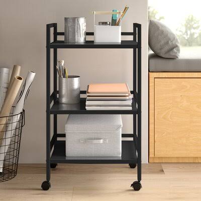 Black 3-Shelf Metal Utility Cart F17781