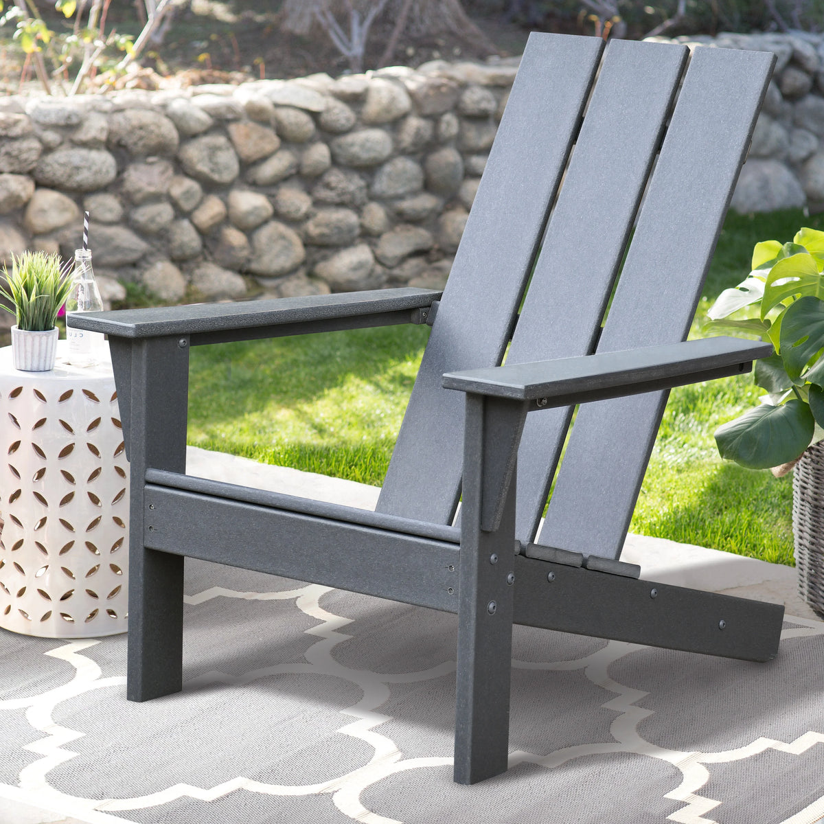 Dark Grey HDPE Resin Adirondack Chair D627699