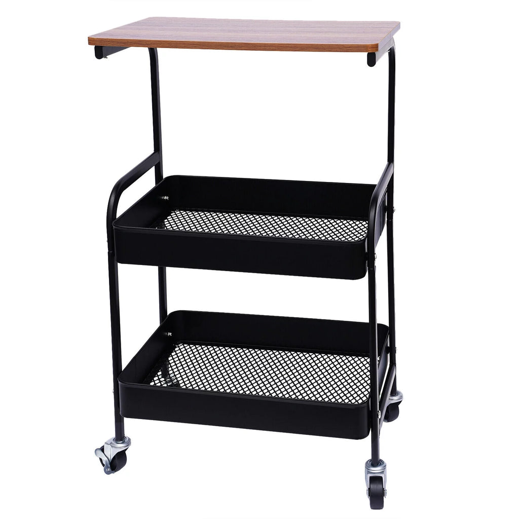 3 Tier Mobile Laptop Printer Cart Rolling Computer Stand Q9316