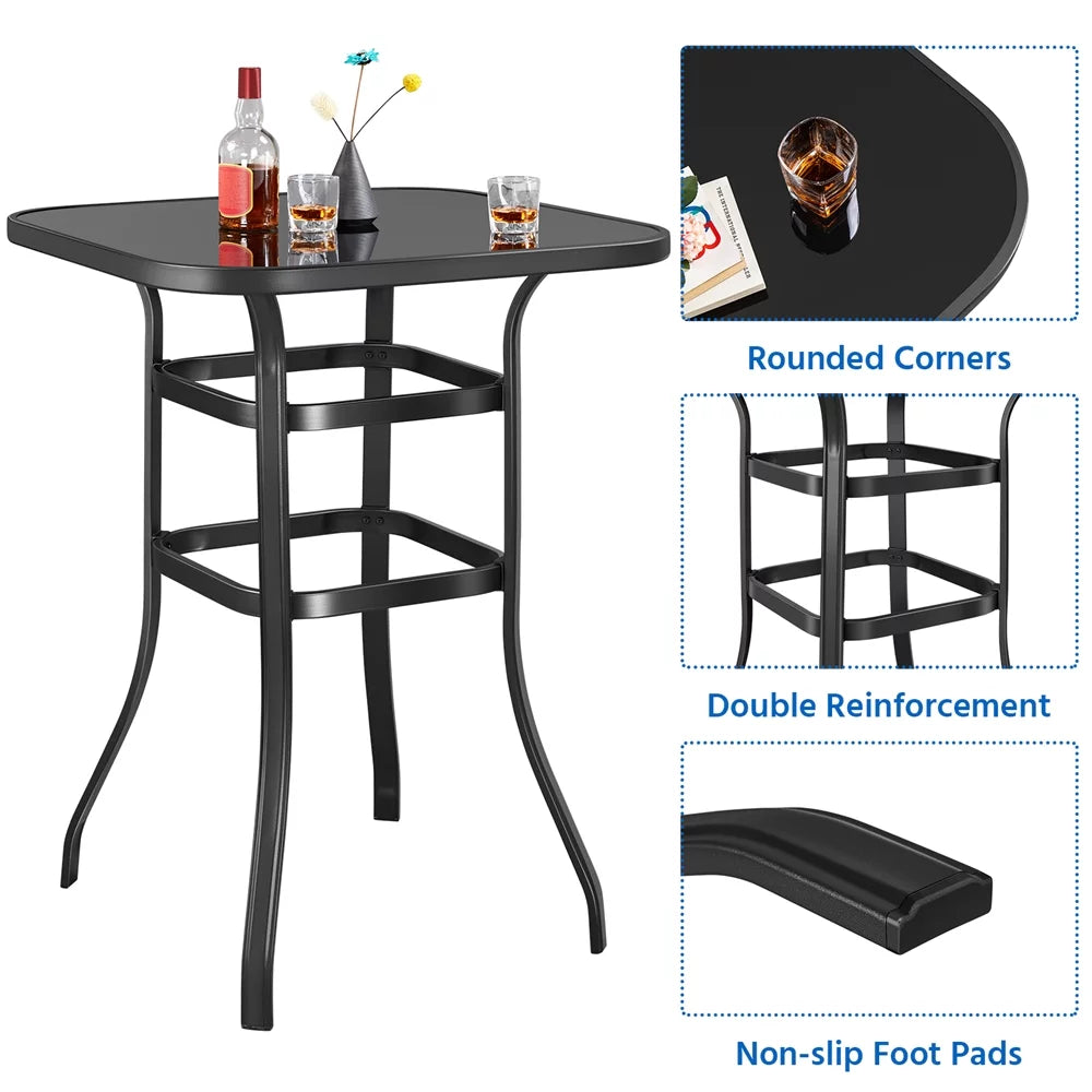 Black Square Metal Bistro Table P5826