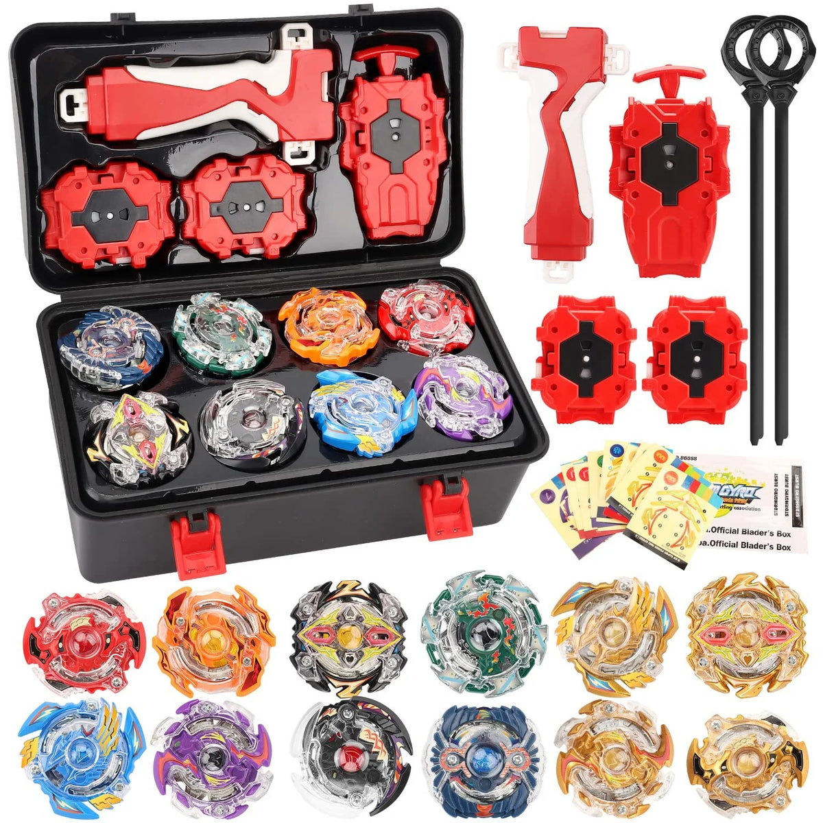 Bey Battling Top Burst Gyro Toy Set, 12 Spinning Tops 3 Launchers 1 Grip G357