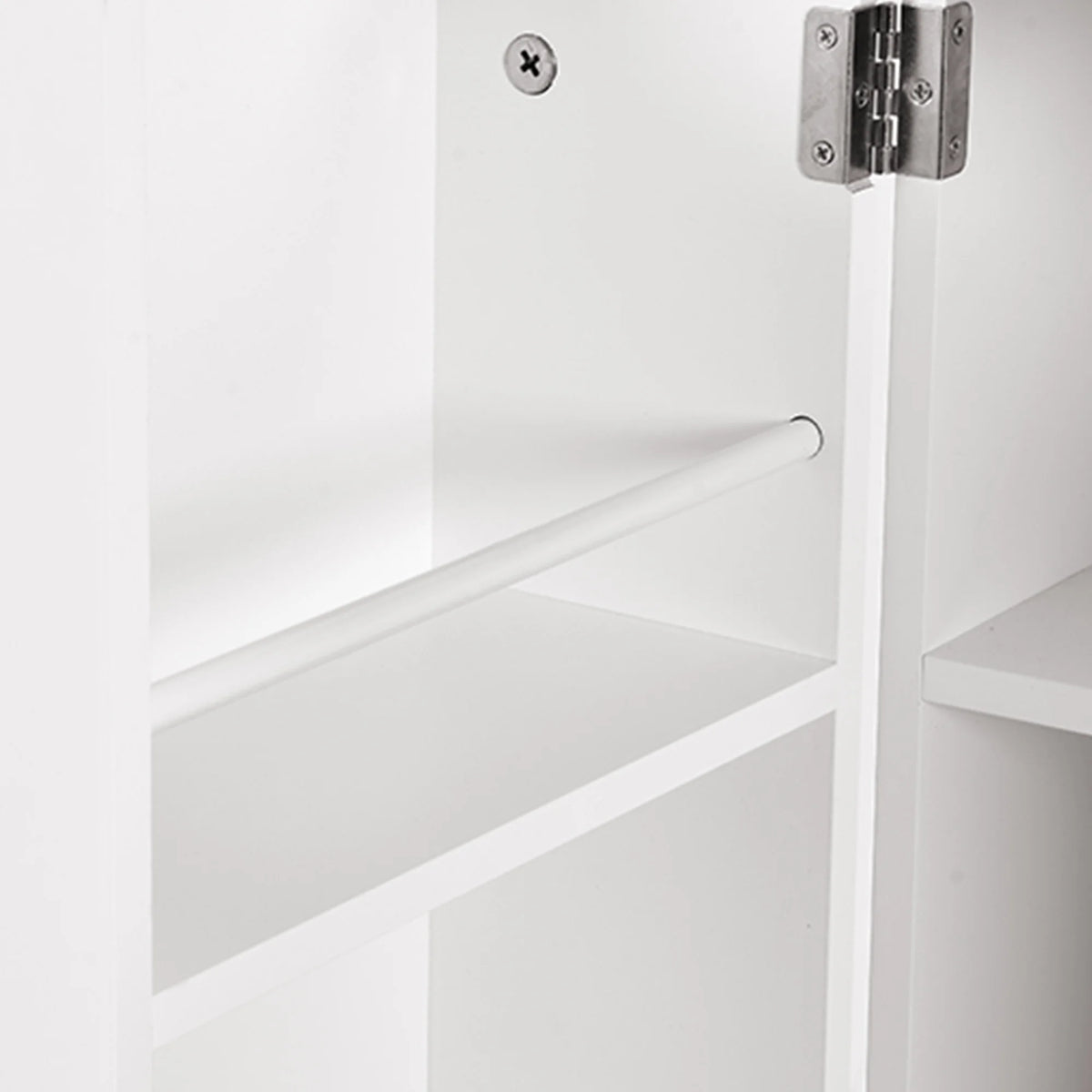 White 4 Door Freestanding Kitchen Pantry Storage Cabinet with Drawer and Adjustable Shelf F48403