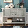 Antique Gray Solid Wood Console Table with 4 Drawers and Bottom Shelf V882074