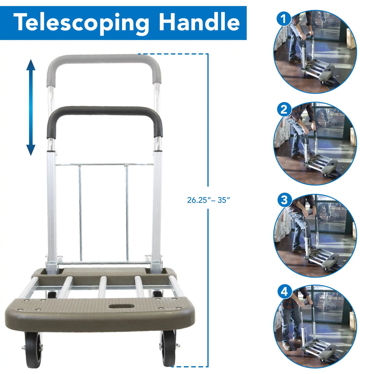 Folding Platform Hand Truck with Expandable Base W625