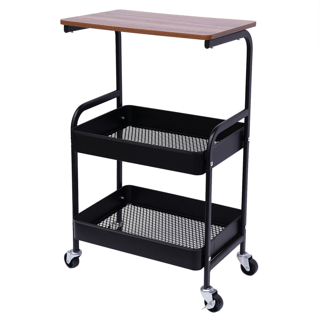3 Tier Mobile Laptop Printer Cart Rolling Computer Stand Q9316