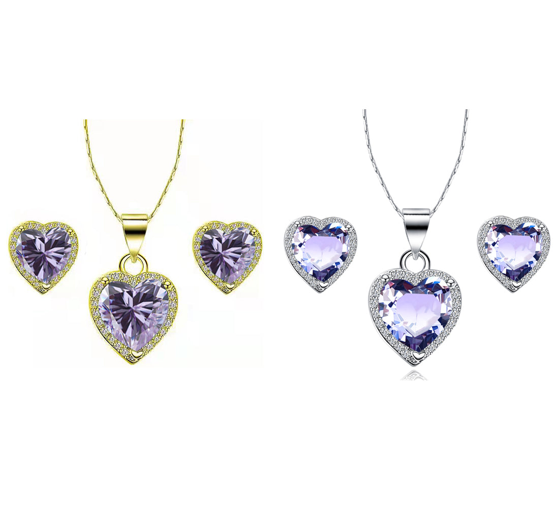 24k Yellow and White Gold Tanzanite Necklace Set 18 inch W796