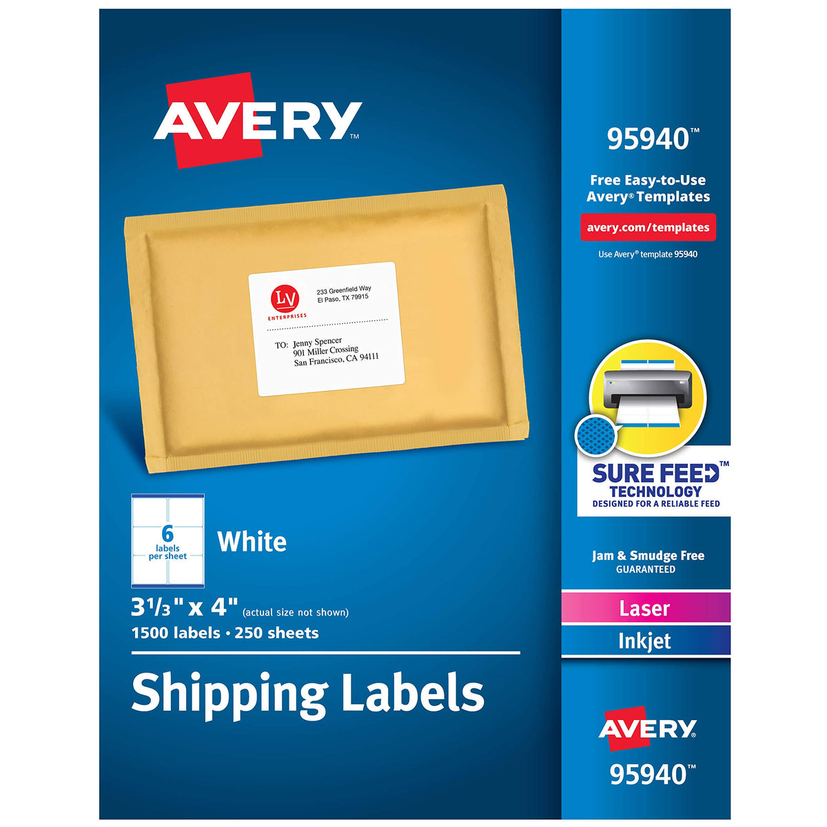 White Shipping Labels 3.3 x 4 in. E9603