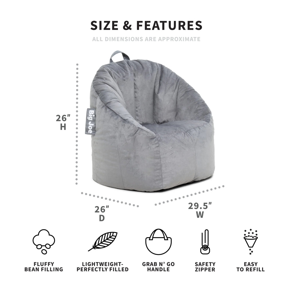 Plush Gray Bean Bag Chair Q9732