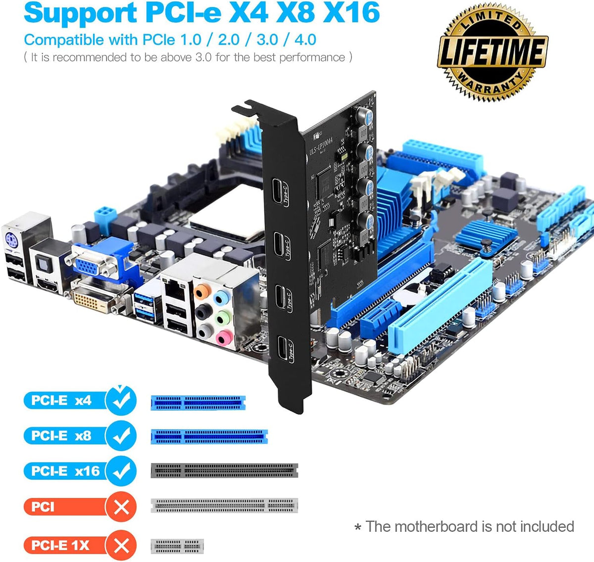 PCIe Gen3 x2 USB 3.2 4-Port Type C Expansion Card H670792